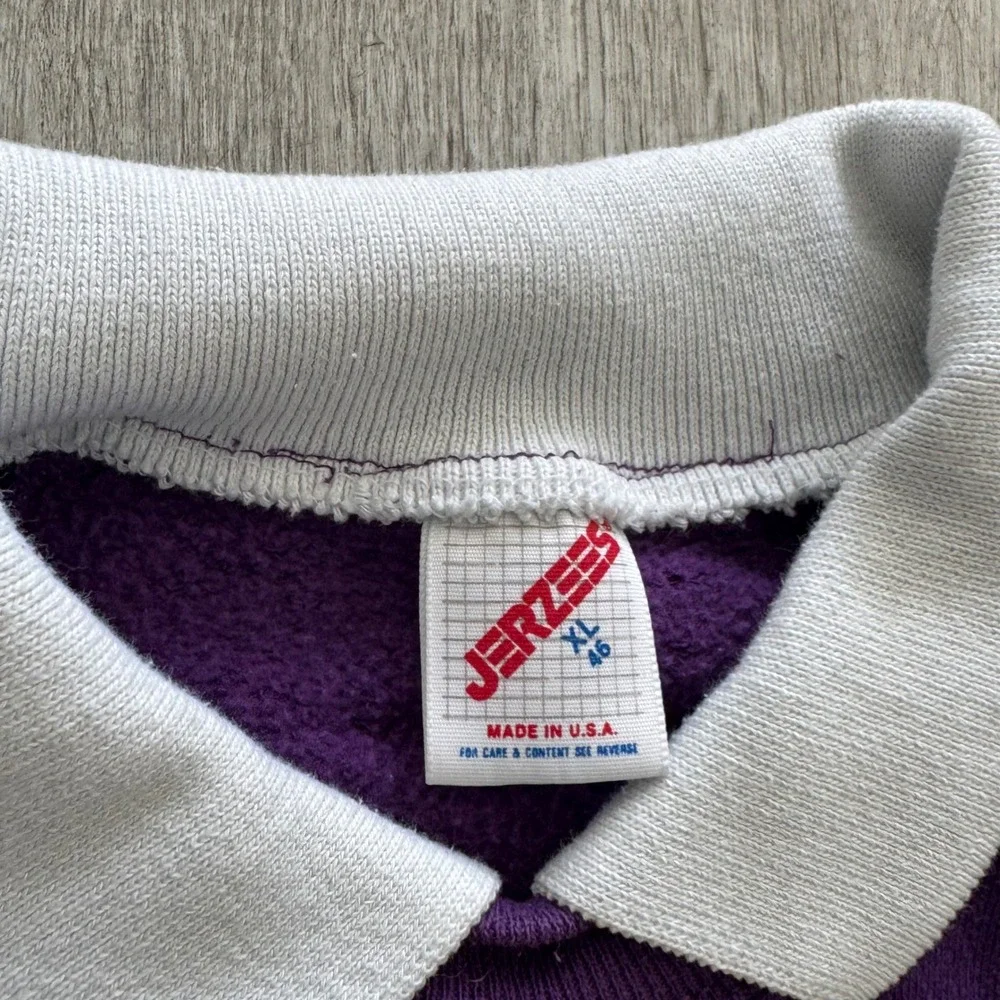 Vintage Purple Iris Floral Collar Sweatshirt XL Made in USA Cottagecore Granny - Picture 3 of 5